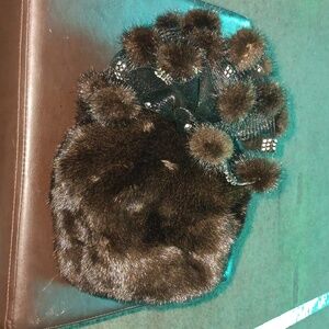 Vintage black Fur hat